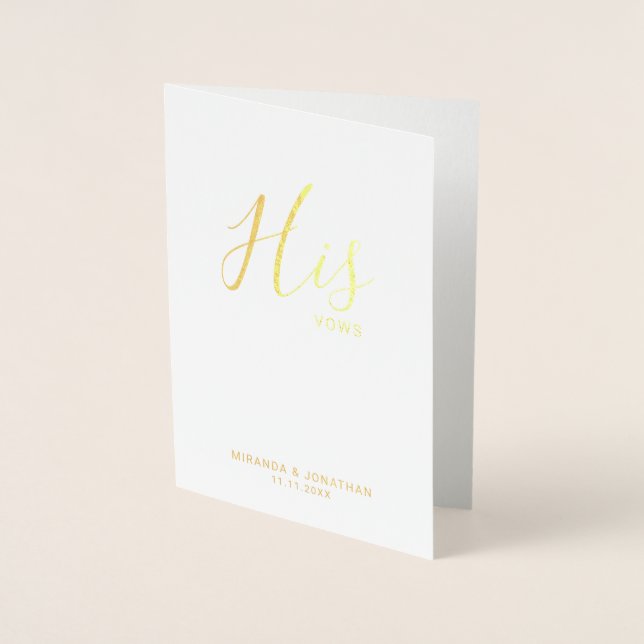 'Seine Vows' Elegant Wedding Vows Gold Folienkarte (Vorderseite)