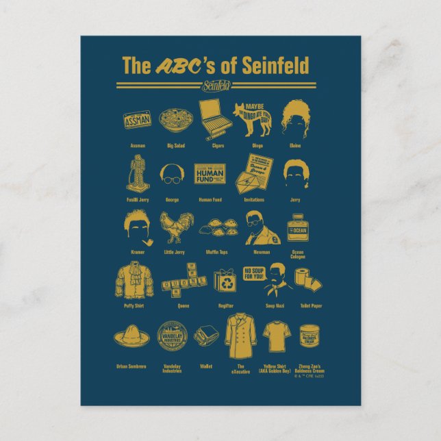 Seinfeld | Die ABCs von Seinfeld Infographic Postkarte (Vorderseite)