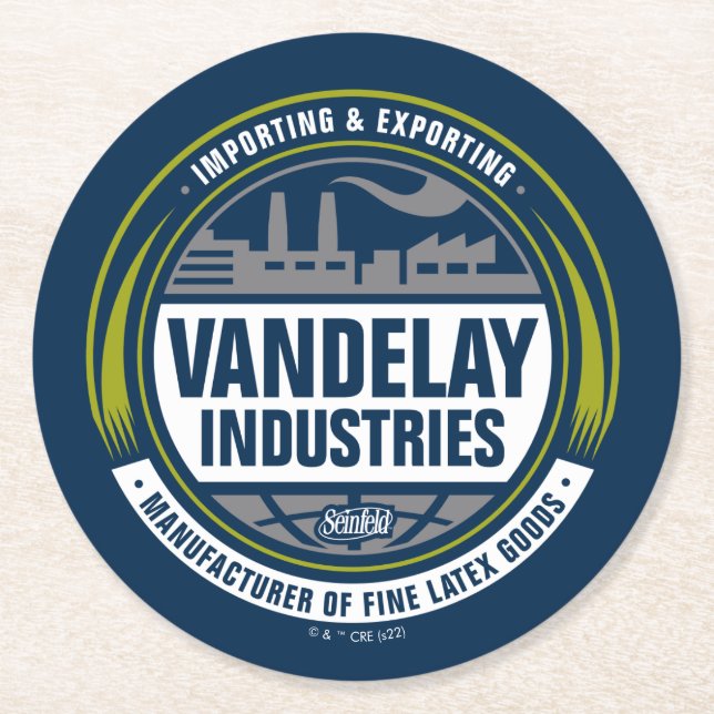 Seinfeld | Logo von Vandelay Industries Runder Pappuntersetzer (Vorderseite)