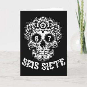 Seis Siete Mexican Los Muertos Calaveras Totenkopf Karte
