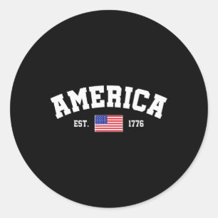 Seit 1776 Patriotische US-amerikanische Flagge 4. Runder Aufkleber