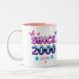 SEIT 2000 - Y2K Retro ästhetische Typografie Desig Zweifarbige Tasse