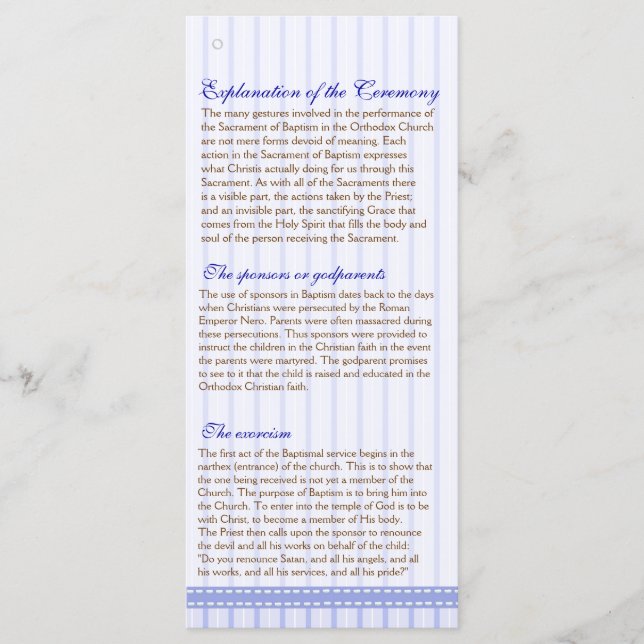 Seite 2/5 Griechisch-orthodoxe Kirche Taufprogramm Programm (Vorderseite)