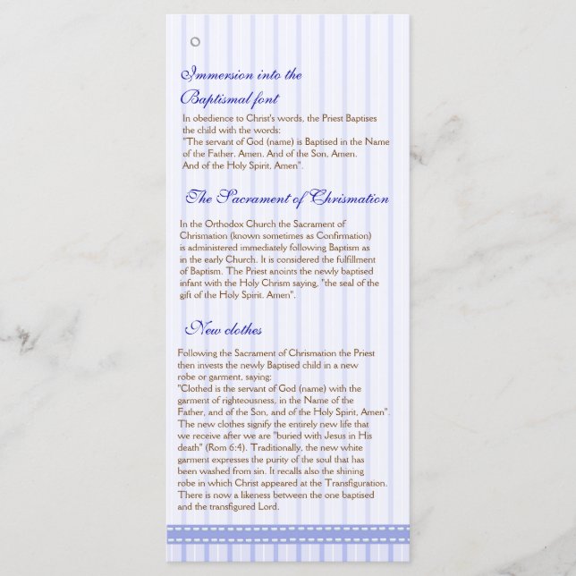 Seite 4/5 Griechisch-orthodoxe Kirche Taufprogramm Programm (Vorderseite)