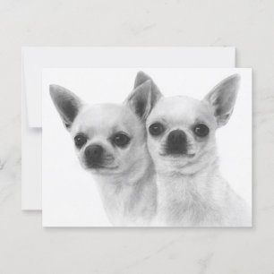 Seite an Seite - Exklusive handgemalte Chihuahuas Postkarte