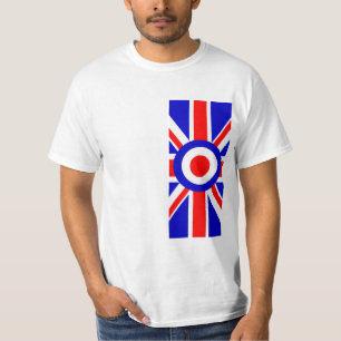 Seite an Union Flagge mit Mod-Zielscheibe T-Shirt