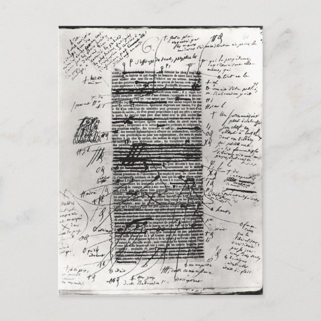 Seite aus einem Werk von Balzac Postkarte (Vorderseite)