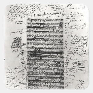 Seite aus einem Werk von Balzac Quadratischer Aufkleber