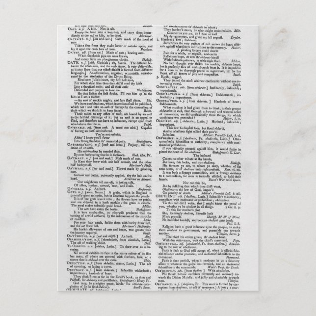 Seite aus einem Wörterbuch Postkarte (Vorderseite)