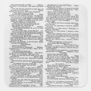 Seite aus einem Wörterbuch Quadratischer Aufkleber