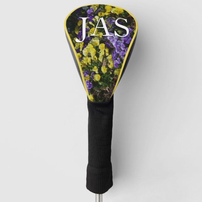 Seite der Lila und gelben Stiefmütterchen Golf Headcover (Vorderseite)
