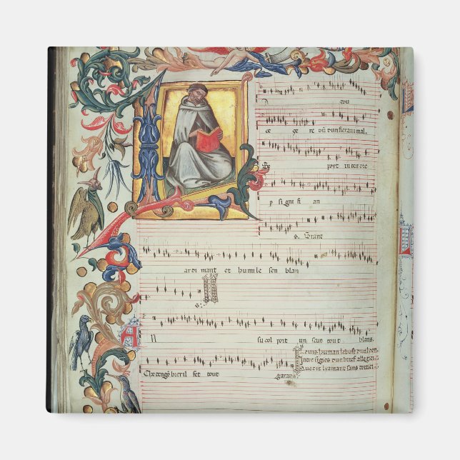 Seite der musikalischen Notation mit einer geschic Magnet (Vorne)