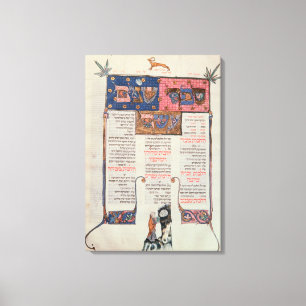 Seite des Textes und der Illustration Leinwanddruck