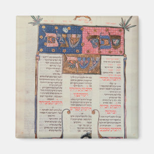 Seite des Textes und der Illustration Magnet