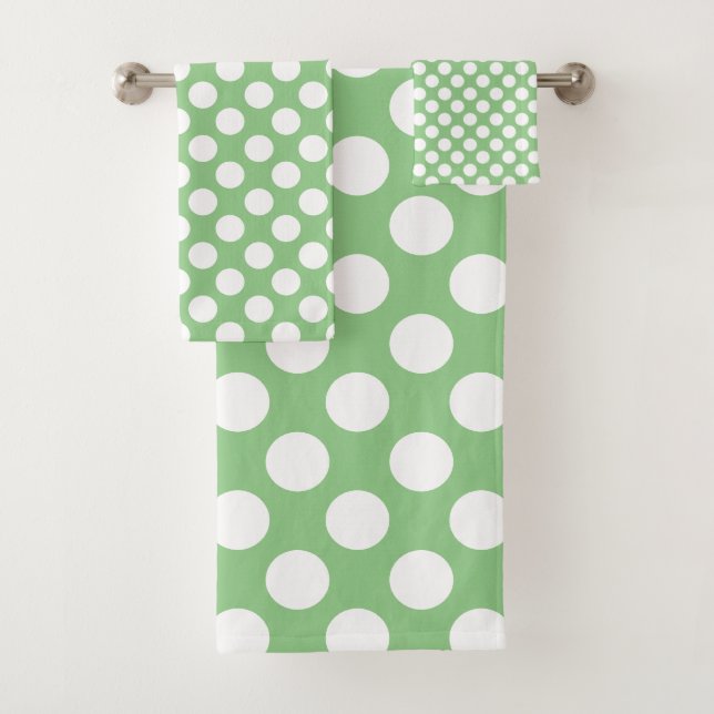 Seite: Grosses weißes Polka Dot Muster Badhandtuch Set (Insitu)