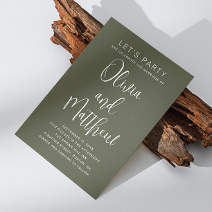 Seite Grün Typografie Skript Hochzeit + QR Details Einladung