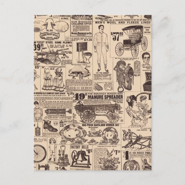 Seite mit alten Vintage-Werbungen  Postkarte (Vorderseite)