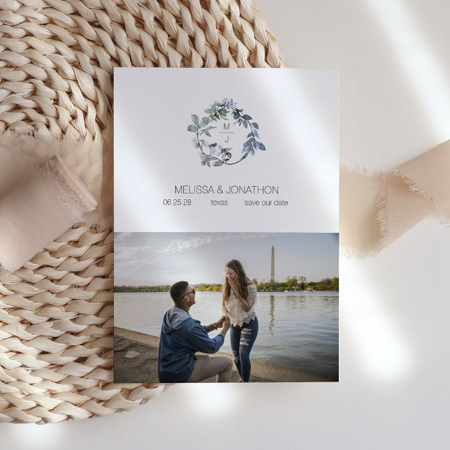 Seite Silver Green Floral Add Image Save the Date (Von Creator hochgeladen)