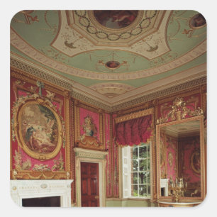 Seite-Tabelle, Pierglas und Kamin durch Adam Quadratischer Aufkleber