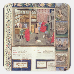 Seite von "Canon von Medizin" durch Avicenna Quadratischer Aufkleber