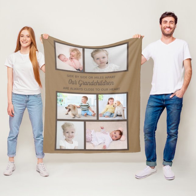 Seite von Side Brown 6 Foto Grandchildren Collage Fleecedecke (Beispiel)