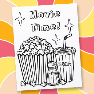 Seite zum Einfärben von Filmen Popcorn, Soda und