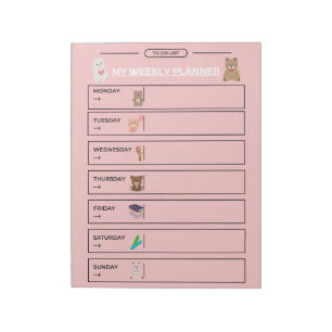 Seite zum Spielen von Wochenplanern Notizblock