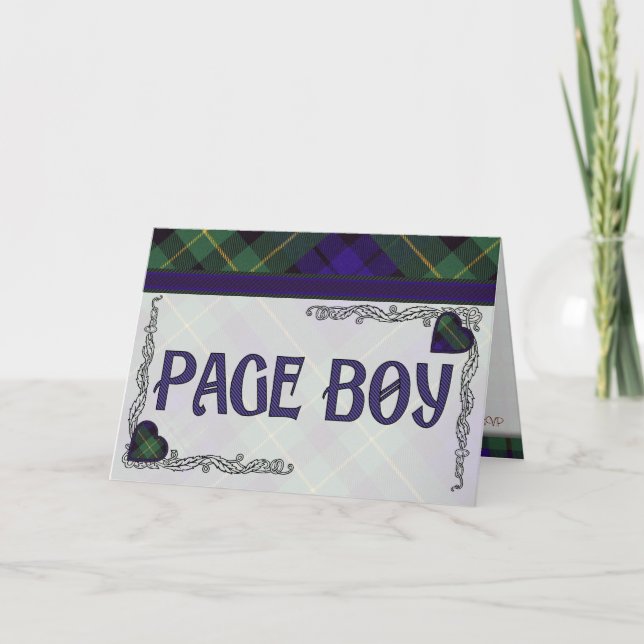 Seiten-Junge - Einladung - schottischer Tartan (Vorderseite)
