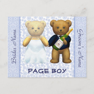 Seiten-Junge - Teddybär-blaue Hochzeit laden ein Einladung