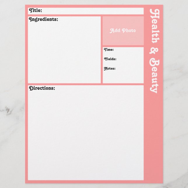 Seiten mit Rezept (rosa) (Vorderseite)