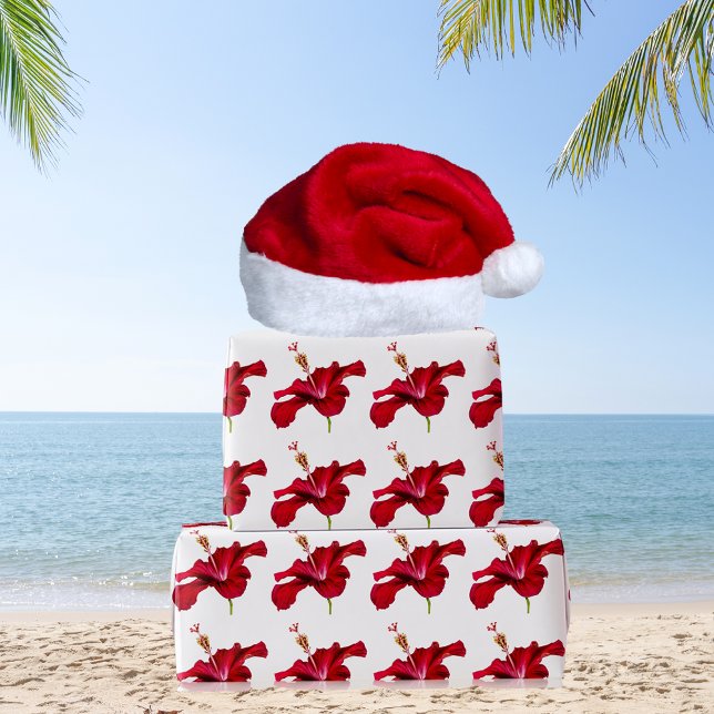 Seitenansicht der Blume des roten Hibiskus Geschenkpapier (Red Hibiscus Flower Side View Wrapping Paper)