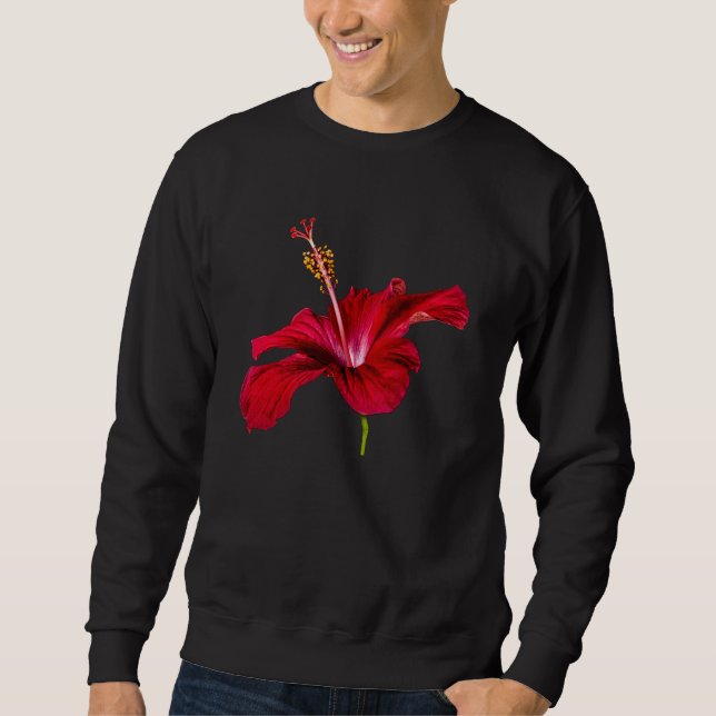 Seitenansicht der Blume des roten Hibiskus Sweatshirt (Vorderseite)
