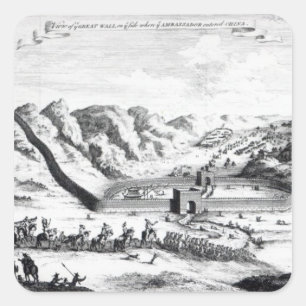 Seitenansicht der Großen Mauer Quadratischer Aufkleber