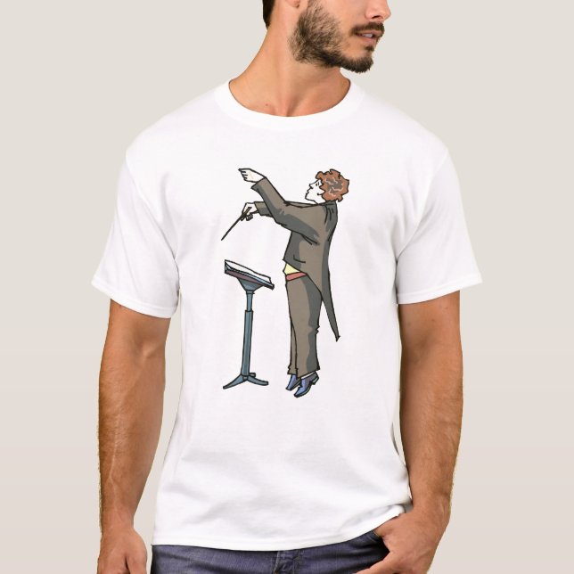 Seitenansicht des Leiters mit Stand T-Shirt (Vorderseite)