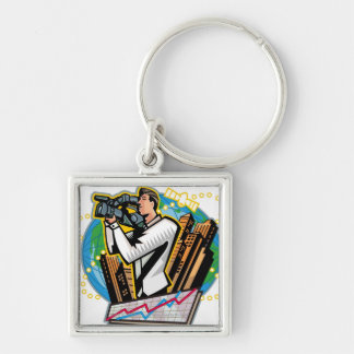 Seitenansicht des Mannschießens Schlüsselanhänger