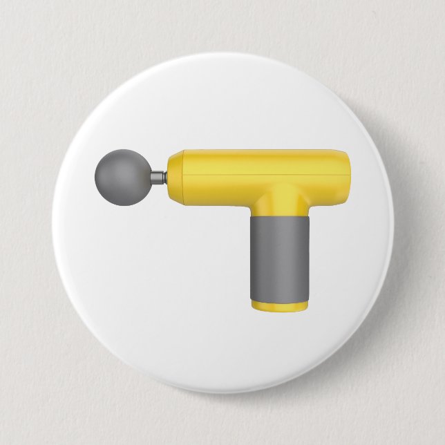 Seitenansicht einer gelben Massagemaschine Button (Vorderseite)