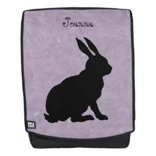 Seitenansicht Lila Schwarzes Silhouette Kaninchen Rucksack