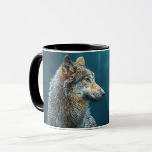 Seitenporträt eines grauen Wolfs Tasse