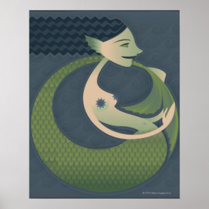 Seitenprofil einer Meerjungfrau Poster