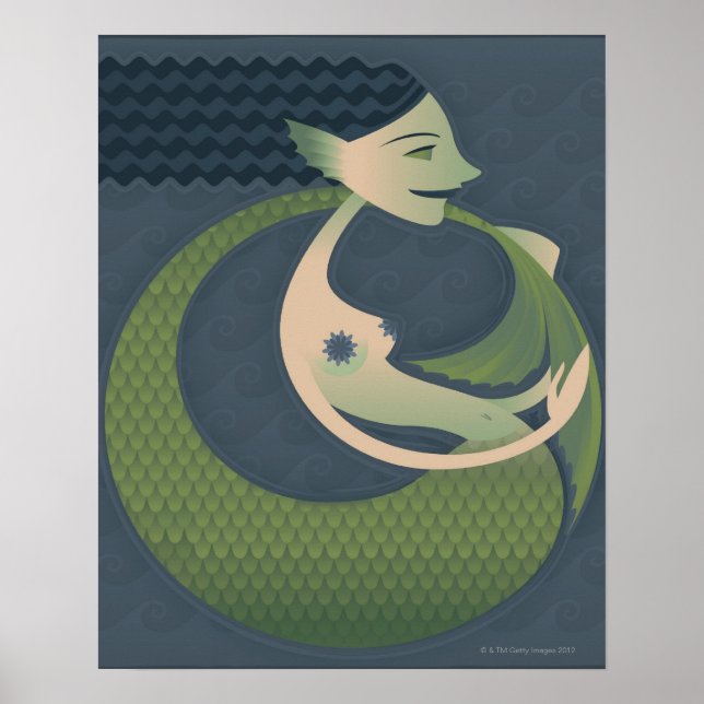 Seitenprofil einer Meerjungfrau Poster (Vorne)