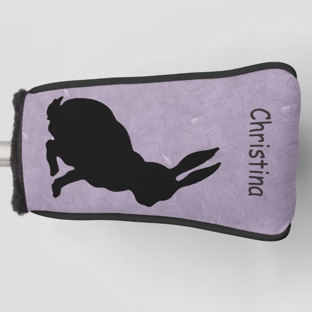 Seitenprofil - Schwarzes Silhouette-Kaninchen Golf Headcover (Vorderseite)