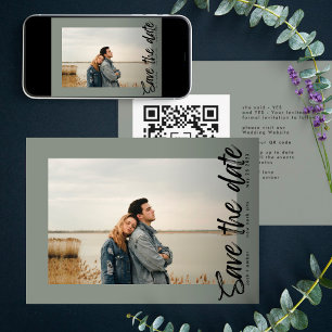 Seitenwege QR Code Modernes, einfaches Foto Moss G Save The Date