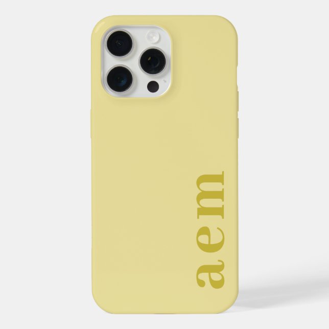 Seitiges Monogramm Initialen Blassgelb Minimalisti iPhone Hülle (Rückseite)