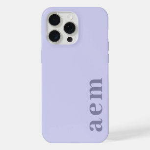 Seitiges Monogramm Initialen Heather Blau Minimali iPhone 15 Pro Max Hülle