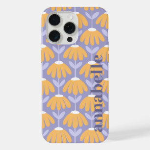 Seitiges Monogramm Name Heather Vintage Floral iPhone 15 Pro Max Hülle