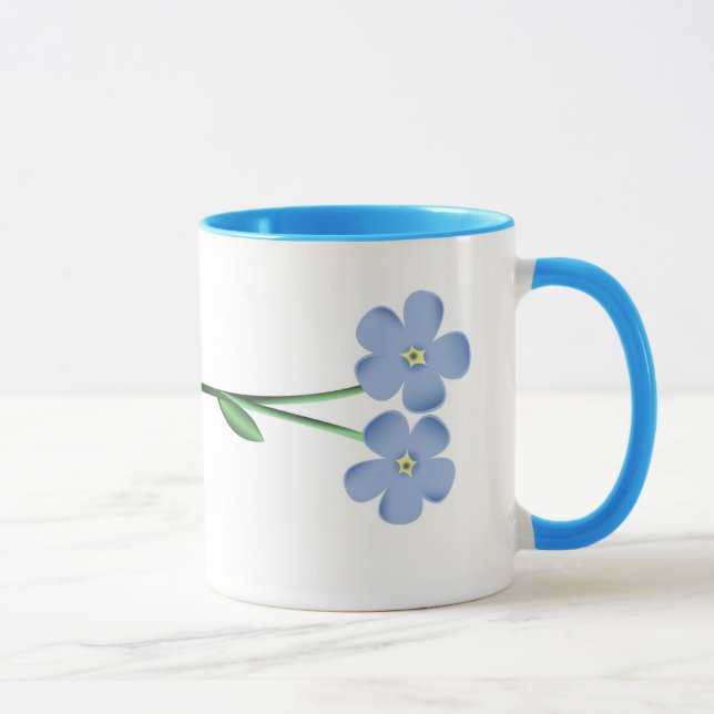Seitlich blaue Blumen Tasse (Rechts)