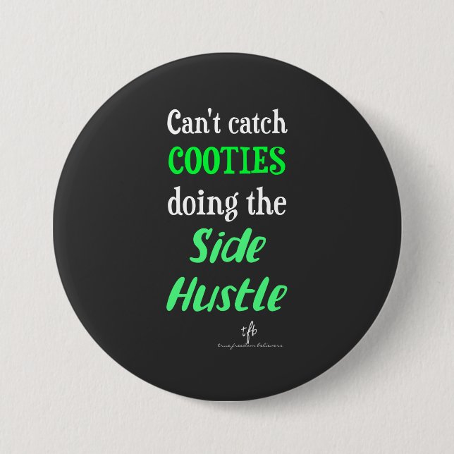 Seitlicher Hustle Cooties Neon Green Text Button (Vorderseite)