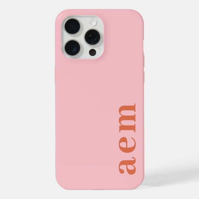 Seitliches Monogramm Initialen Rosa & Rot Minimali iPhone Hülle (Rückseite)