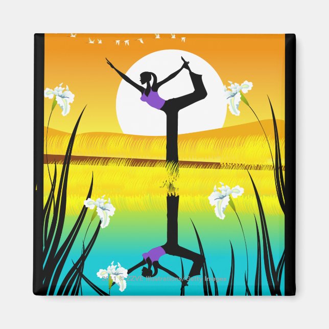 Seitliches Profil einer Frau, die Yoga praktiziert Magnet (Vorne)