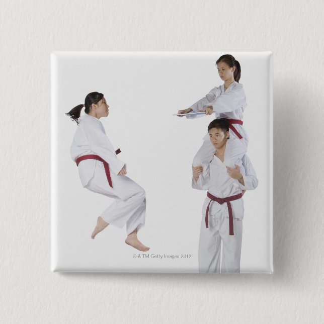 Seitliches Profil eines jungen Mannes, der 2 übt Button (Vorderseite)